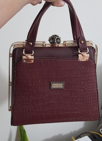 BORDO renk bayan çanta  - Görsel 7
