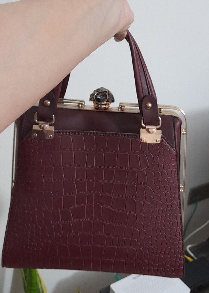 BORDO renk bayan çanta  - Görsel 2