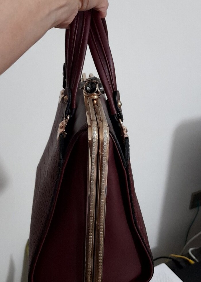 BORDO renk bayan çanta  - Görsel 3