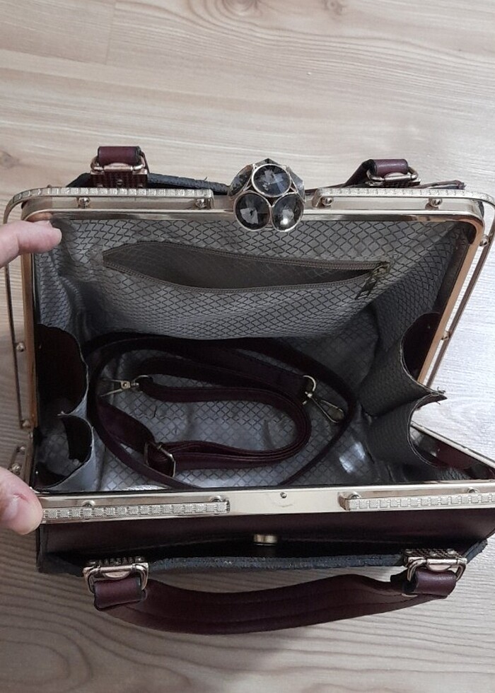 BORDO renk bayan çanta  - Görsel 5