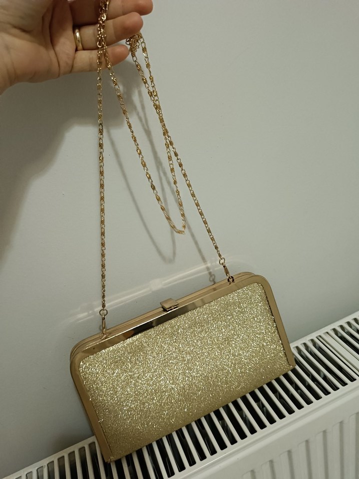 Altın Parlak Kadın Portföy Çanta - Görsel 2