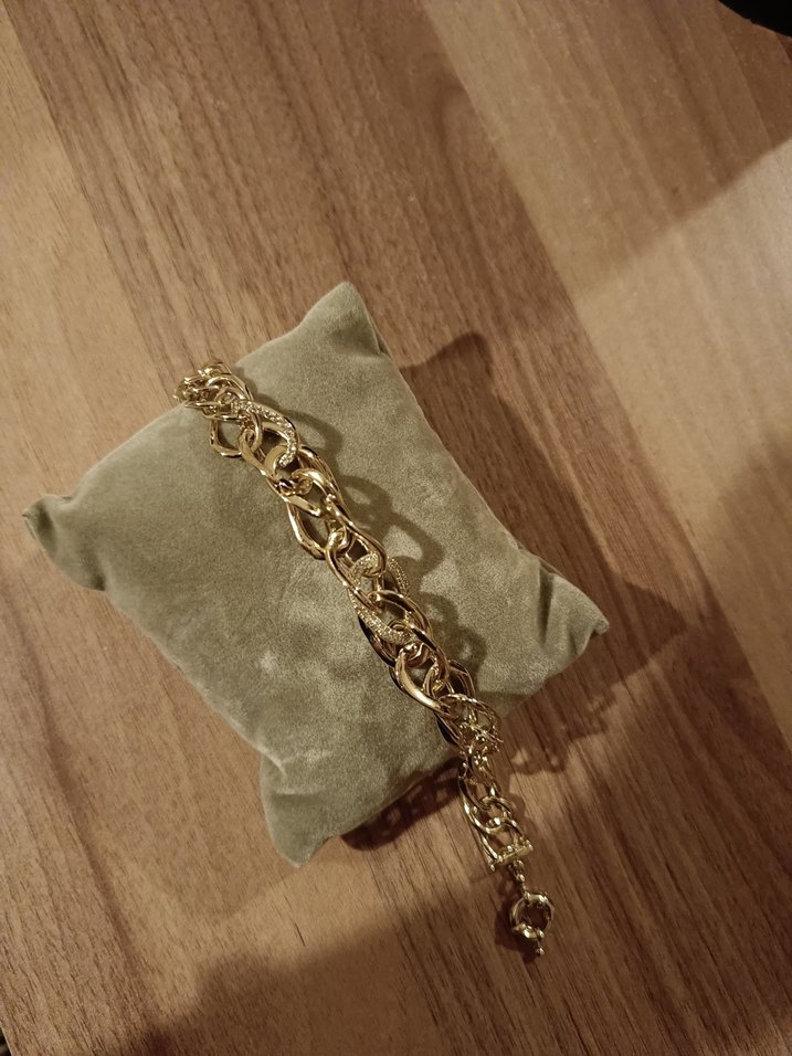 Zincir Detaylı Parlak Altın Bilezik - Görsel 2