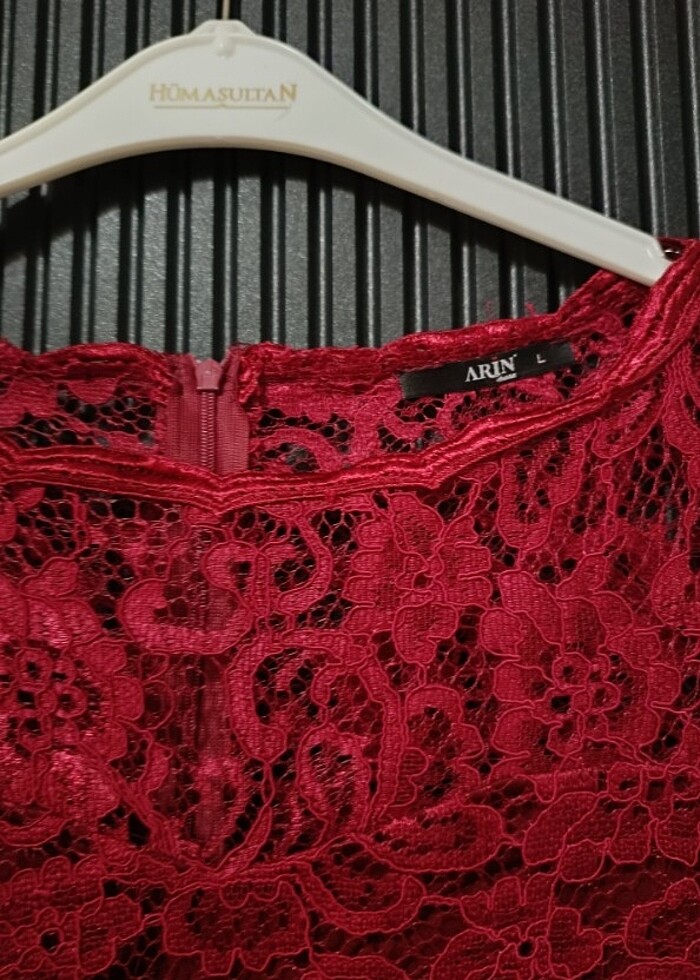 güpürlü dantel şık elbise - Görsel 3