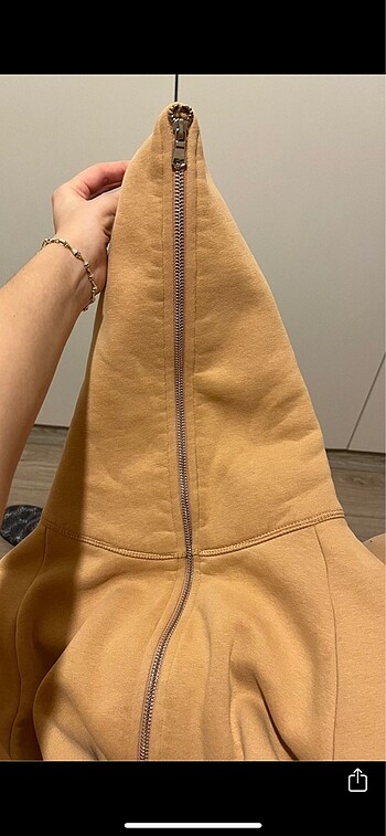 s Beden camel Renk Kapüşonlu Sweatshirt