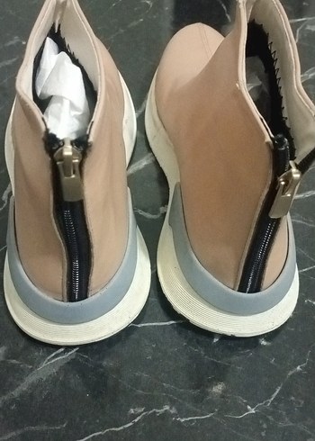 Bej Dolgu Topuklu Kadın Bot - Görsel 4