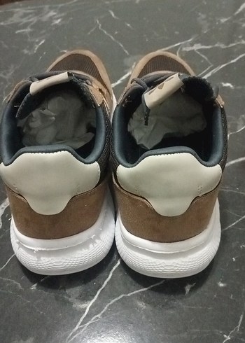 Kahverengi Gri Zebra Desenli Bağcıklı Erkek Spor Ayakkabı - Görsel 4