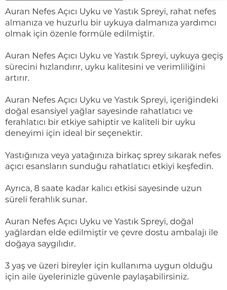 AURAN Uyku ve Yastık Spreyi Lavanta 75ML - Görsel 3