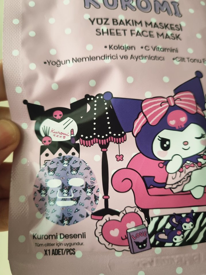 Kuromi Desenli Pamuklu Çocuk Yüz Maskesi - Görsel 4