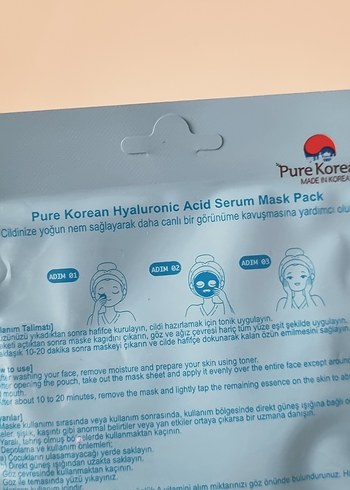 Pure Korean Hyaluronik Asit Serum Maske - Görsel 5