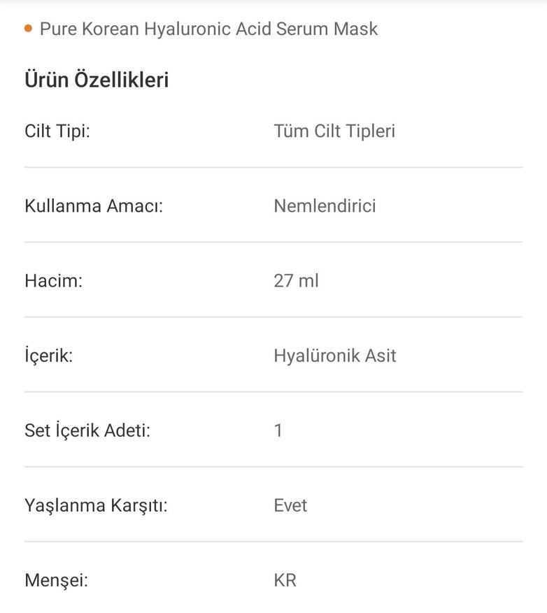 Pure Korean Hyaluronik Asit Serum Maske - Görsel 2