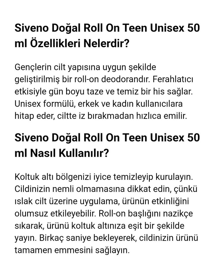 Siveno Natural Roll-On Unisex Kadın Deodorant - Görsel 4