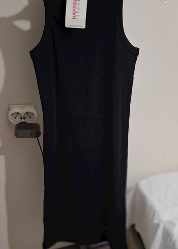 Siyah Kadın Yüksek Yakalı Uzun Elbise - Görsel 8