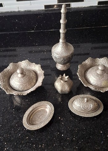 Etnik Desenli Gri Beyaz Sofra Takımı - Görsel 7