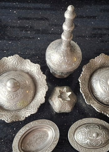 Etnik Desenli Gri Beyaz Sofra Takımı - Görsel 10