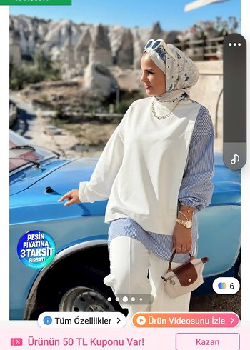 Etnik Desenli Beyaz Takım