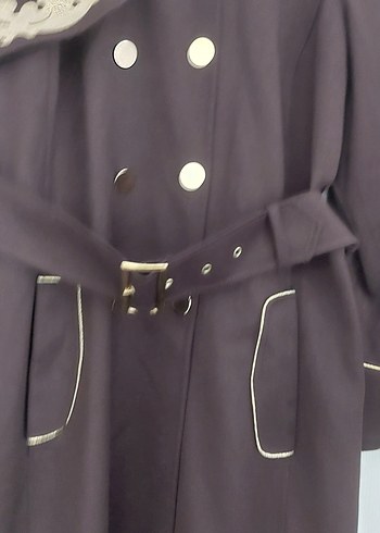 Kahverengi Nakışlı Uzun Kadın Kaban - Görsel 7