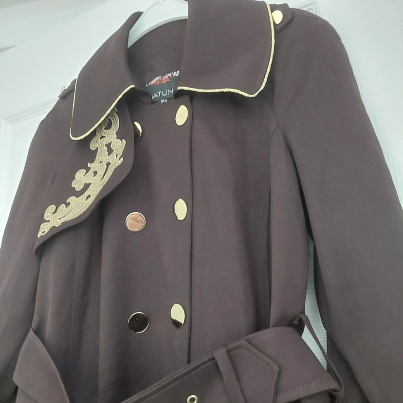 Kahverengi Nakışlı Uzun Kadın Kaban - Görsel 3