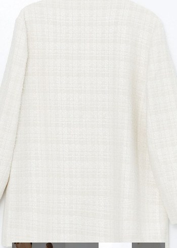 Kadın Beyaz Düğmeli tüvit Ceket - Görsel 5
