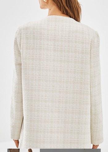 Kadın Beyaz Düğmeli tüvit Ceket - Görsel 3