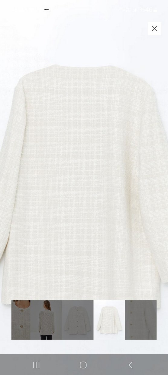 Kadın Beyaz Düğmeli tüvit Ceket - Görsel 5