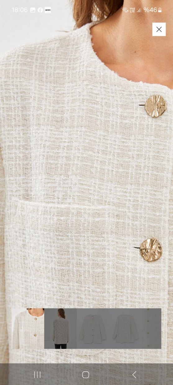 Kadın Beyaz Düğmeli tüvit Ceket - Görsel 2