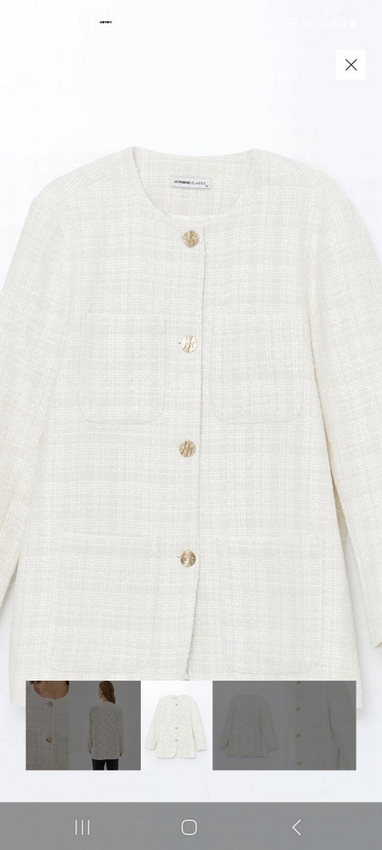 Kadın Beyaz Düğmeli tüvit Ceket - Görsel 4