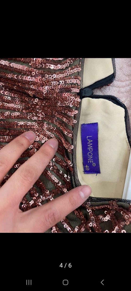 Uzun Kollu Kahverengi Yılan Desenli Abiye Elbise - Görsel 4