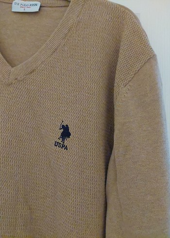 Bej V Yaka Erkek Triko Kazak - Görsel 2