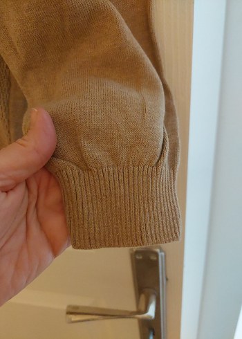 Bej V Yaka Erkek Triko Kazak - Görsel 4