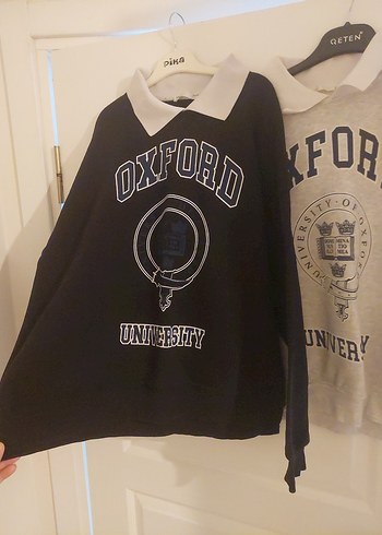 2 adet Oxford Baskılı Gri Kadın Sweatshirt - Görsel 3