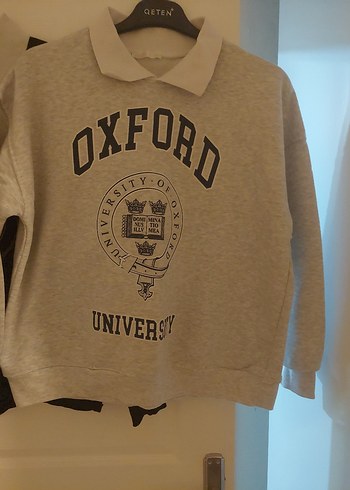 2 adet Oxford Baskılı Gri Kadın Sweatshirt - Görsel 2