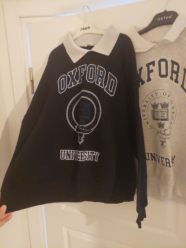 2 adet Oxford Baskılı Gri Kadın Sweatshirt - Görsel 3
