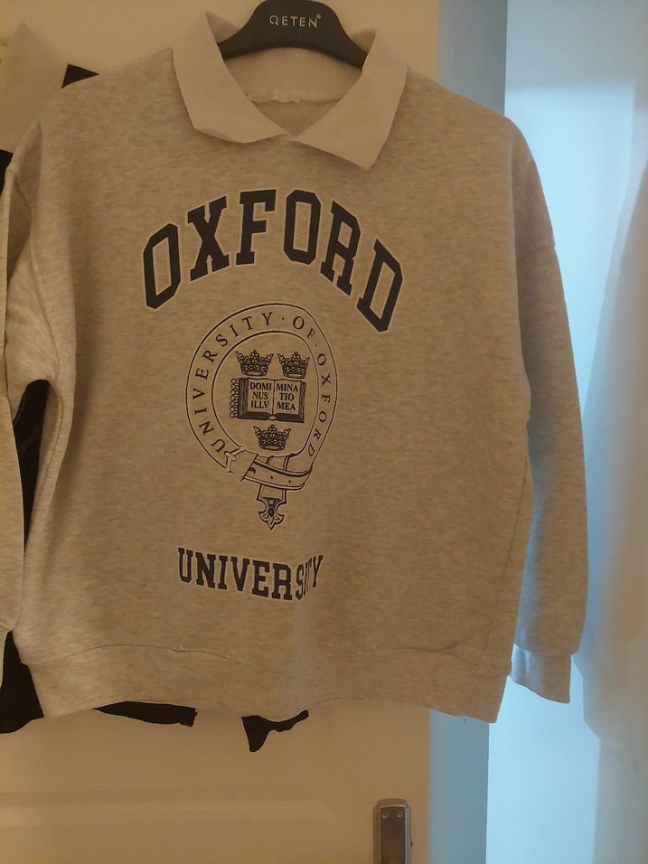 2 adet Oxford Baskılı Gri Kadın Sweatshirt - Görsel 2
