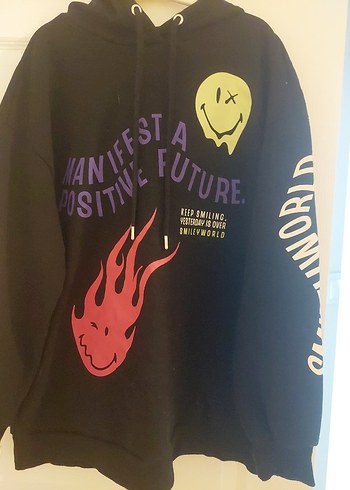 Siyah Baskılı Uzun Kollu Sweatshirt - Görsel 2