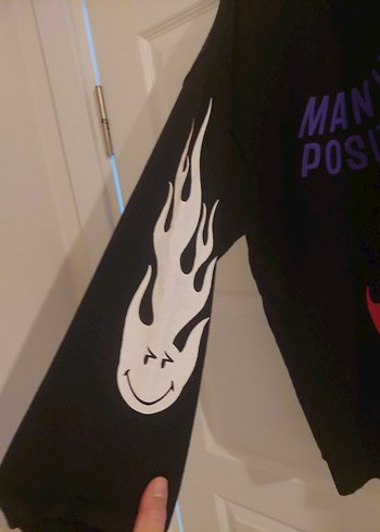 Siyah Baskılı Uzun Kollu Sweatshirt - Görsel 4