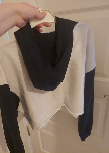 Gri Baskılı Kapüşonlu Kadın Sweatshirt - Görsel 4