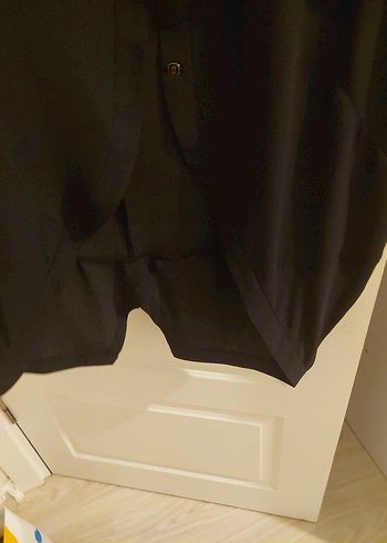 Drapeli Siyah Uzun Kollu Ceket - Görsel 5