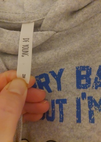 Gri Baskılı Zincir Detaylı Kadın Sweatshirt - Görsel 3