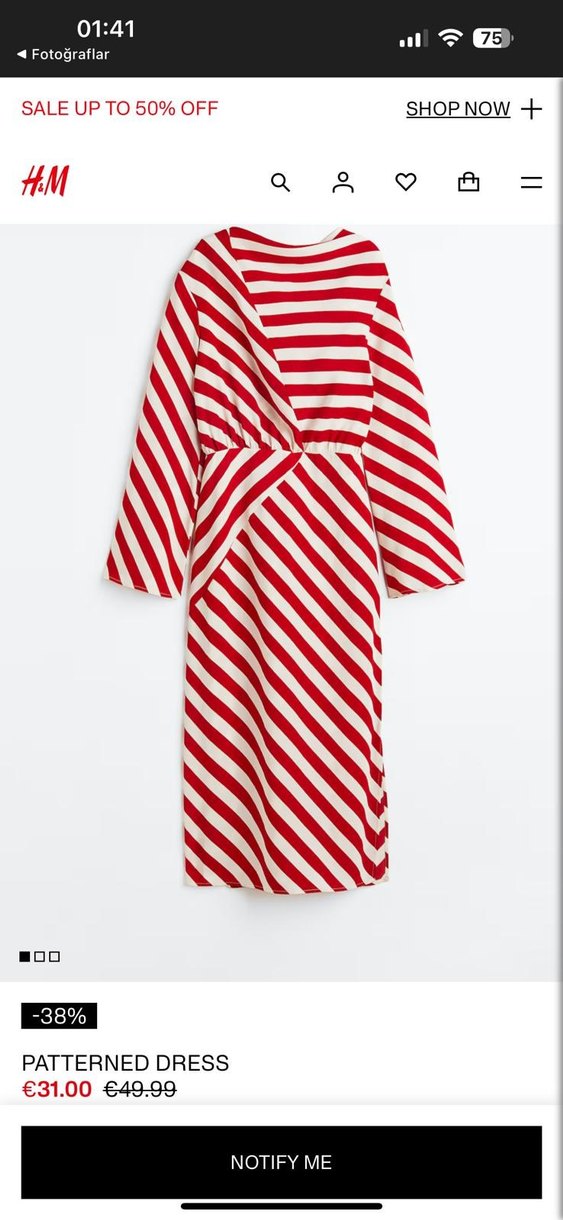 Kırmızı Çizgili Uzun Elbise - Görsel 2