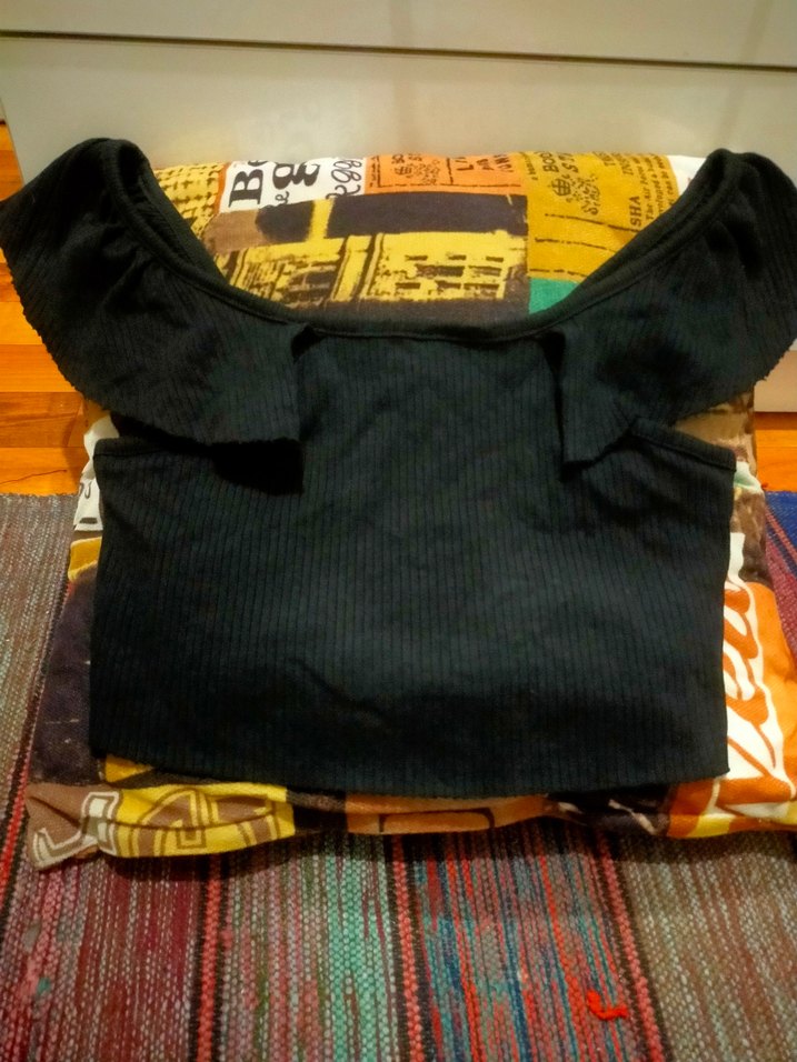 Siyah Kadın Crop Top Strappy Kol - Görsel 2