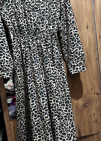 Leopar Desenli Uzun Kollu Kadın Elbise - Görsel 3