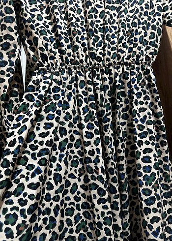 Leopar Desenli Uzun Kollu Kadın Elbise - Görsel 7
