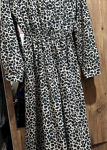 Leopar Desenli Uzun Kollu Kadın Elbise - Görsel 5