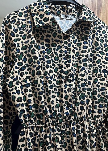 Leopar Desenli Uzun Kollu Kadın Elbise - Görsel 2