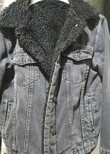 İçi Kürklü Erkek Kot Ceket  S Beden  Unisex  Oversize - Görsel 3