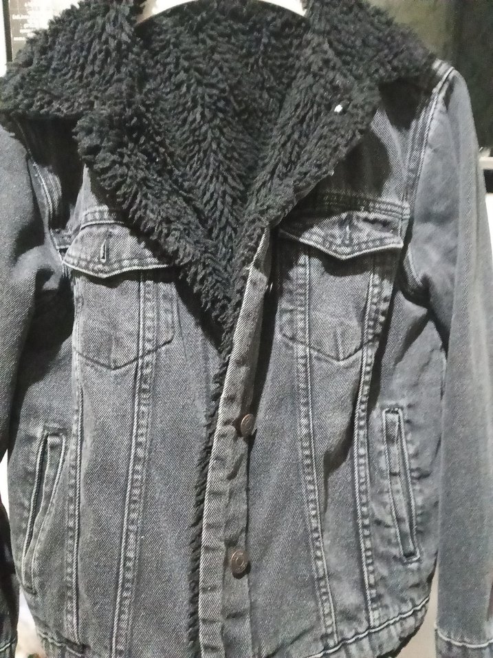 İçi Kürklü Erkek Kot Ceket  S Beden  Unisex  Oversize - Görsel 3