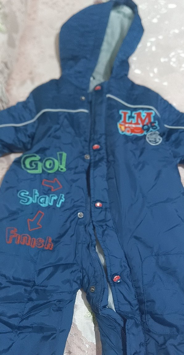 Renkli Baskılı Mavi Bebek Tulumu - Görsel 2