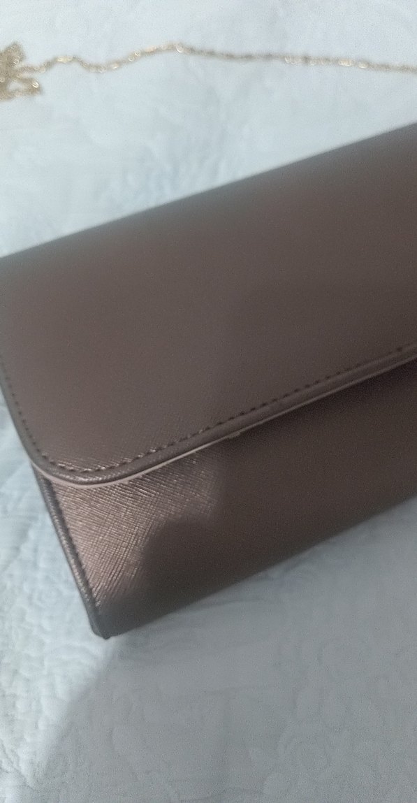 Bej Deri Fermuarlı Kadın Clutch Çanta - Görsel 3