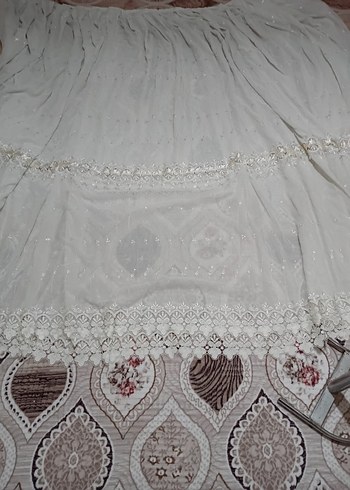 Beyaz Nakışlı Bohem Tül Perde 2 metre boy 170 eni - Görsel 6