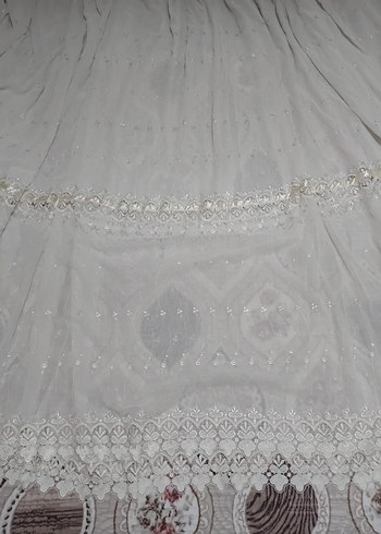 Beyaz Nakışlı Bohem Tül Perde 2 metre boy 170 eni - Görsel 4